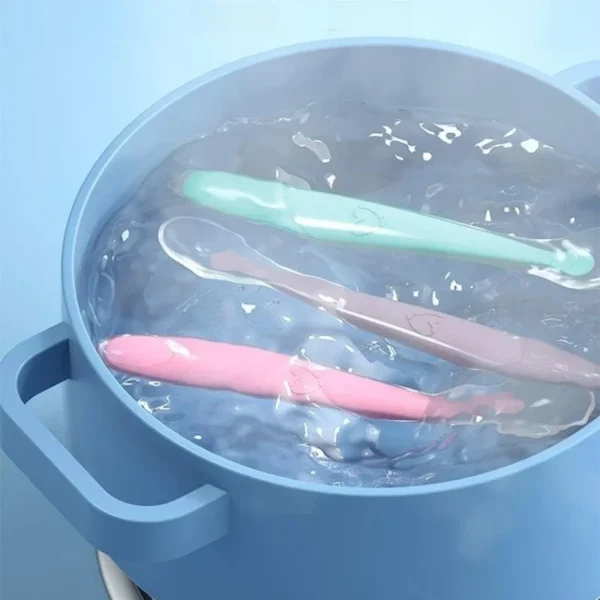 Baby Soft Silicone Spoon with Storage Box Candy Color Temperature Sensing Spoon Children Food Feeding Dishes Feeder Appliance - Image 5