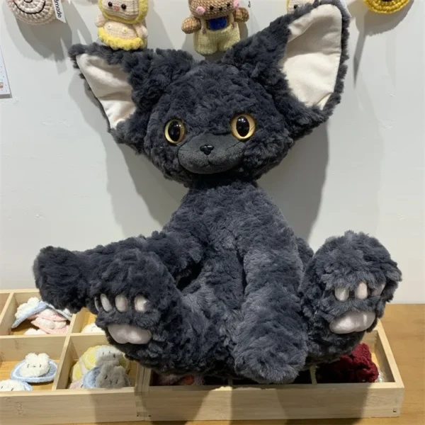 Cute Black Cat Plush Toy Throw Pillow Khaki Curly KUKI Black Cat Long Hair Doll Stuffed Animals Festive Gifts For Kids Birthday - Image 4