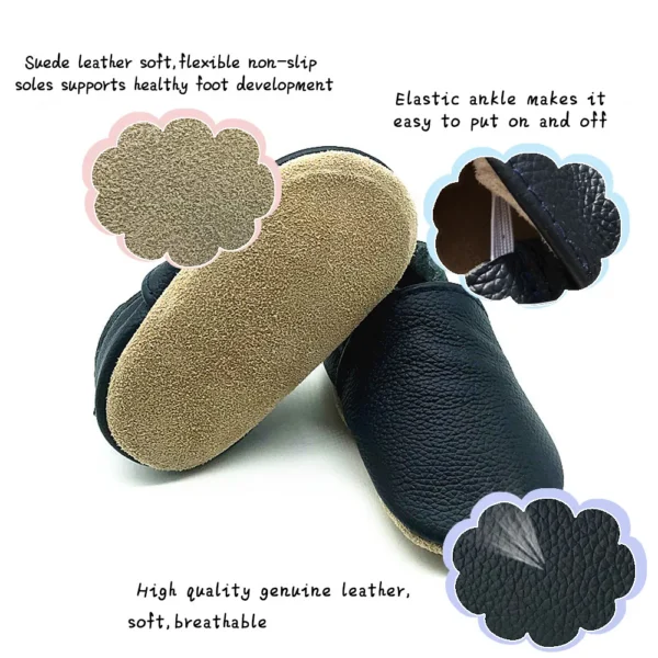 Baby Shoes Cow Leather Bebe Booties Soft Soles Non-slip Footwear Toddler First Wakers Boys And Girls Slippers - Image 2