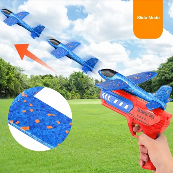 Airplane Launcher Toys Kids Catapult Guns Aircraft Shooting Toy Outdoor Sports Flying Foam Plane Launcher Gifts for Boys Girls - Image 2