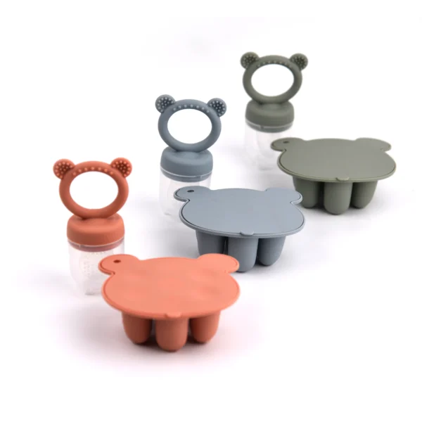 Latest Animal Design Bear Set Fruit Feeder Breast Milk Freezer Tray Food Soup Silicone Freezer Tray Silicone Popsicle Mold - Image 6