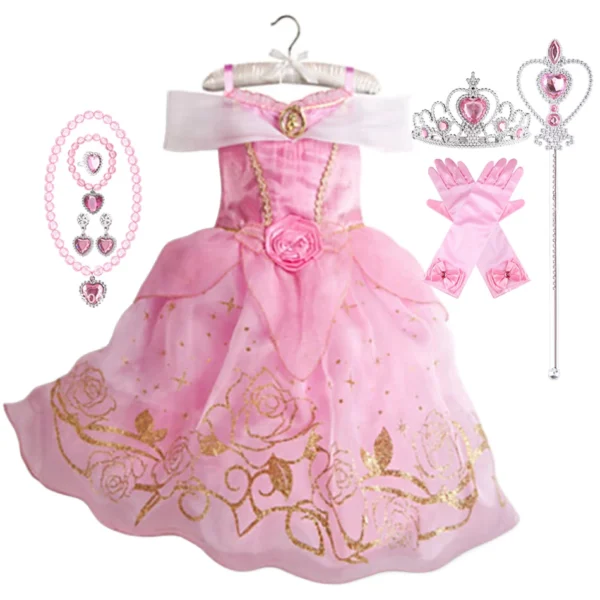 Disney Princess Costume Party Fancy Flower Vestido New 2024 Christmas Birthday Carnival Dress Up Rapunzel Belle Disguise Frock - Image 2