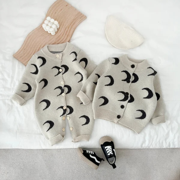 Spring And Autumn Newborn Baby Girls Boys Baby Romper Elastic O-neck Coat Long Sleeved Cotton Knitted Korean Fashion Soft Casual - Image 3