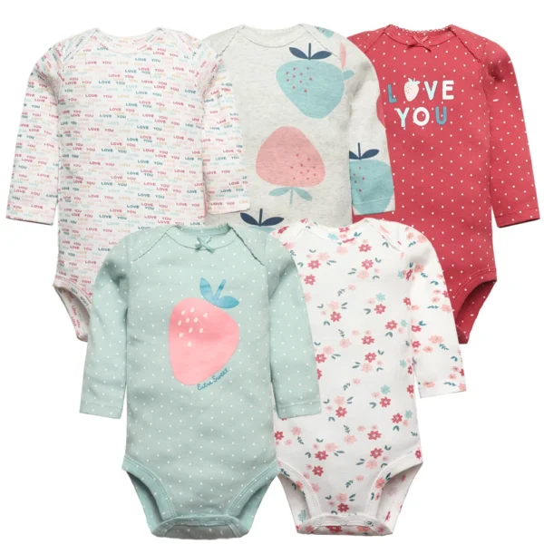 Spring Autumn Baby Bodysuits 3/4/5PCS Long Sleeve Baby Boy Girl Clothes 100% Cotton Newborn Body Infant 0-24Month Bebe Jumpsuit - Image 2