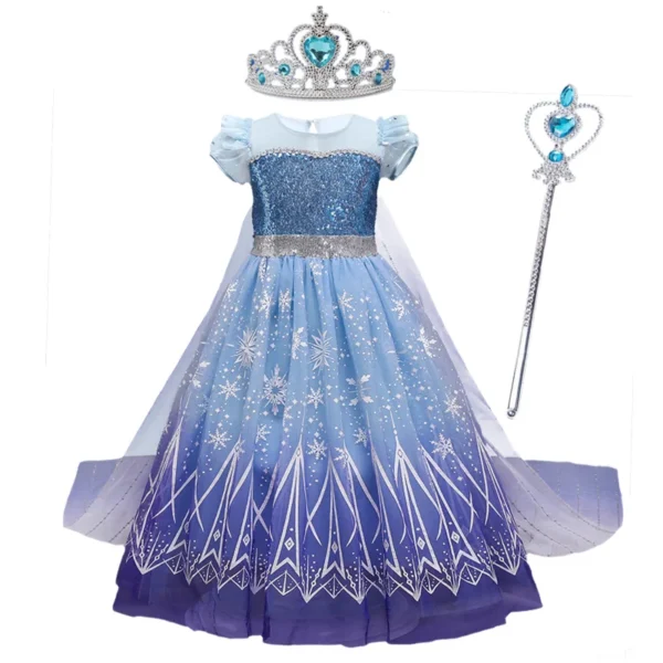 Girls Princess Dress 2023 Girl Encanto Cosplay Princess Elsa Costume Kids Birthday Party Halloween Carnival Party Fancy Dress - Image 2