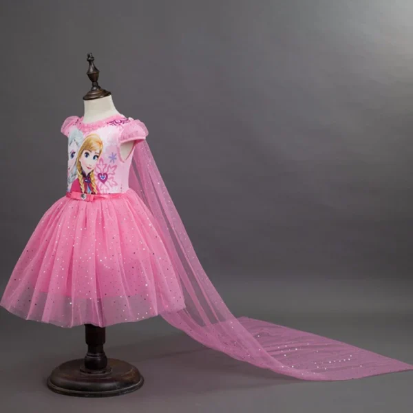 Disney Baby Girls Frozen Elsa Anna Summer Dress Toddler Kids Cartoon Printed Princess Party Cosplay Dresses With Cape Clothes - Image 4