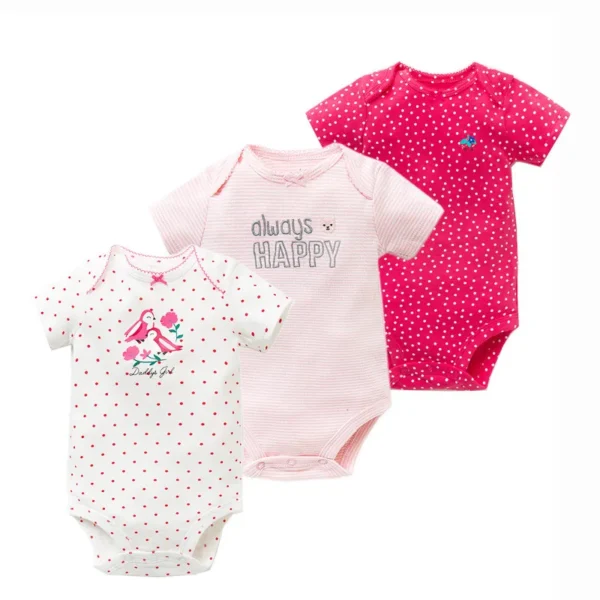 3Pcs/Lot Baby Bodysuits Summer Boy Girl Clothes Cotton Flower Rompers Newborn Clothing Cartoon Infant Outfit 3 -24 Months - Image 5