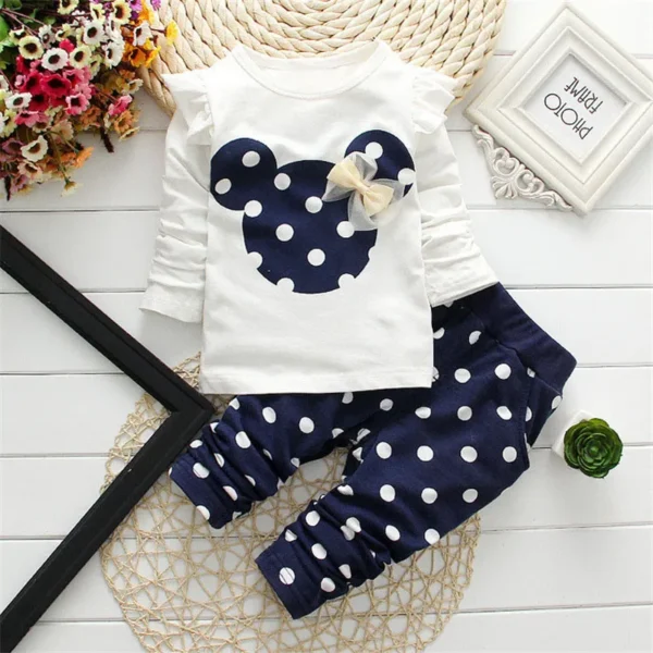 Stumbling toddler girl cartoon long sleeved set T-shirt+pants 2-piece children's fashion baby jacket newborn cotton set - Image 4