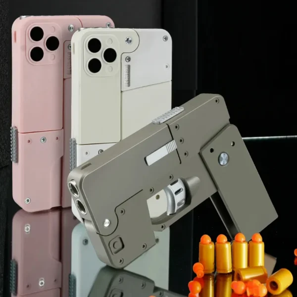 IC380 Folding Gun Toys Pistol Mobile Phone Model Bullet Shelling Cool Phone 14 Pro Max Gift Outdoor Game Sports Props Gifts - Image 2