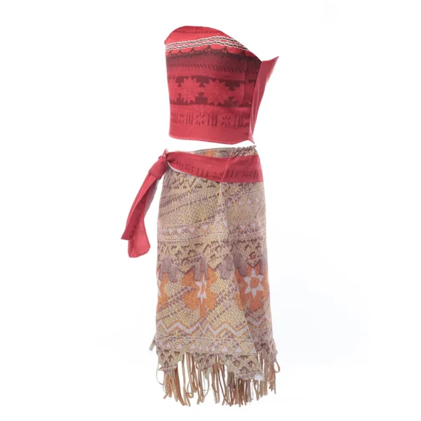 Moana Dresses Vaiana Princess Dress Girls Kids Cosplay Costume Necklace Wig Pig Doll Halloween Carnival Party Vestidos Outfits - Image 3