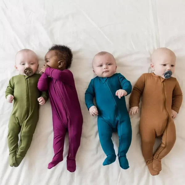 2024 Newborn Baby Bamboo Fiber Romper Solid Breathable Long Sleeve Clothes For 0-24M Boy Girl Jumpsuit Infant Loungewear Pyjamas - Image 5