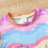 Kids Young Girl Unicorn Print Ruffle Trim Dress - Image 5