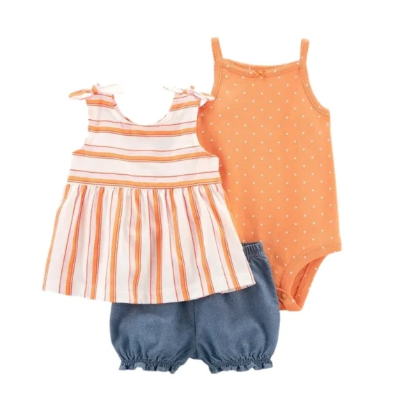 Infant Toddler Baby Girl Boy Clothes Set 2024 Summer Bebe T-shirt+Bodysuit+Shorts 3Pieces Suit New born Baby Outfit - Image 3