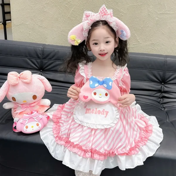 Cute Cartoon Kuromi Princess Dresses Sanrio Kawaii Children Dresses Summer Anime Lolita Outdoor Party Children Birthday Gifts - Image 3