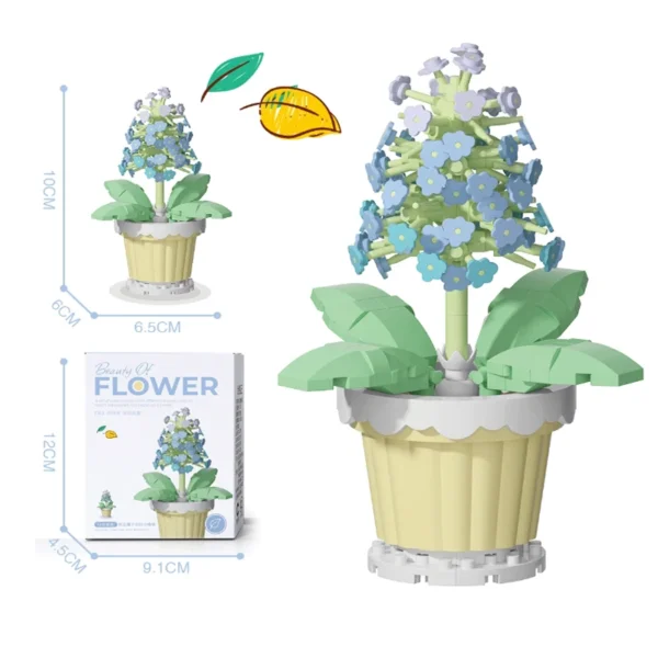Micro diamond particles flower building blocks bonsai garden romantic office decoration potted plant model set children's toys - Image 3