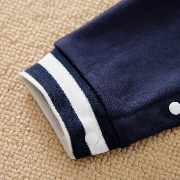 Baby Long Sleeved Jumpsuit Spring And Autumn Boys And Girls Baseball Suit Letter Embroidered Cotton Soft 0-18m One Piece Set - Image 4