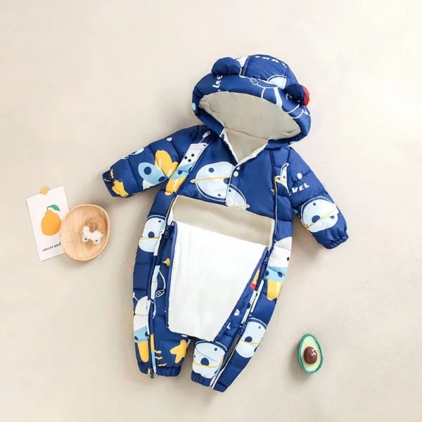 Children Autumn Winter Overall For Infant Down Cotton Thicken Clothes Hooded new born Baby costume Boys Girls Jumpsuit Romper - Image 4