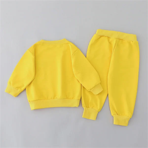 2PCS Children's Set Spring and Autumn Simple Little Bear Head Round Neck Long Sleeve Pants - Image 2