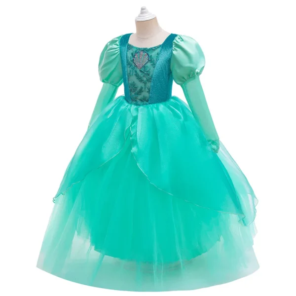 Girls Mermaid Costume For Girls Ariel Princess Mesh Long Gown Kids Oufit Girls Dress Halloween Birthday Gift Party Dress - Image 3