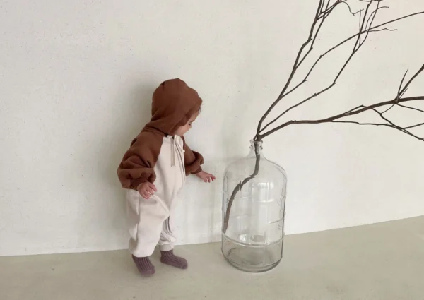 4486D Korean Newborn Baby Jumpsuit 2023 Spring and Autumn Pure Cotton Hooded Boy's One Piece Clothes Casual Climbing Clothes - Image 4