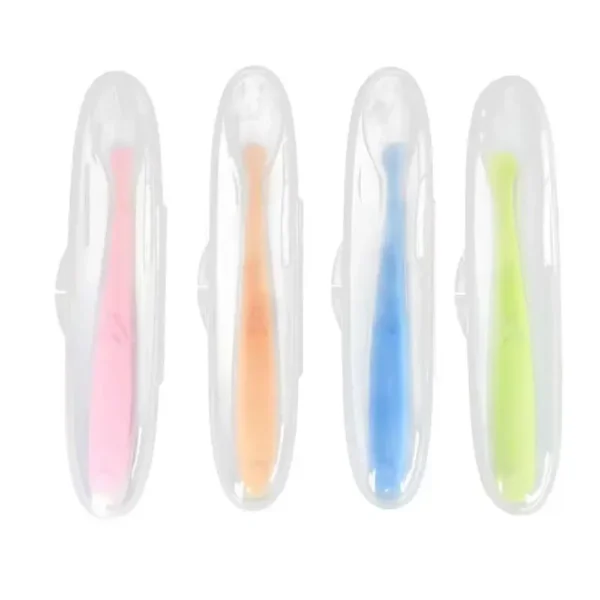 Baby Soft Silicone Spoon with Storage Box Candy Color Temperature Sensing Spoon Children Food Feeding Dishes Feeder Appliance - Image 3