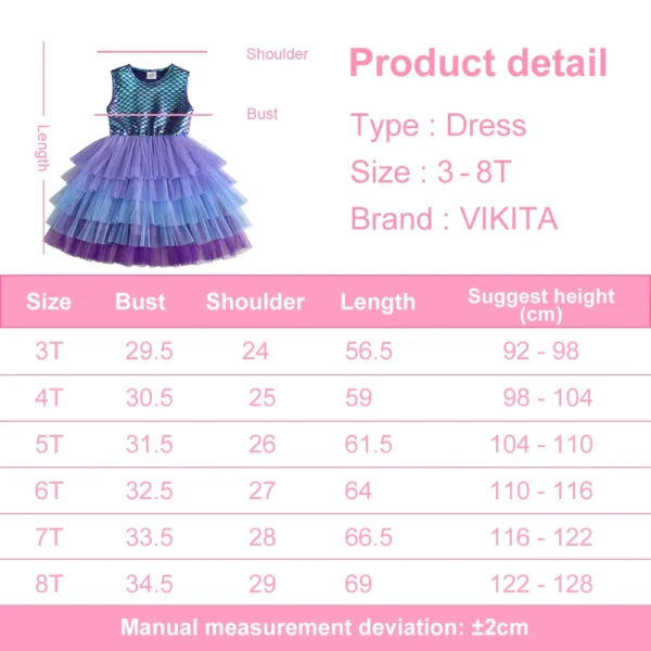 Girls Perform Mermaid Dress Children Princess Tutu Dress Toddlers Summer Prom Dresses Kids Birthday Party School Casual Clothes - Image 6