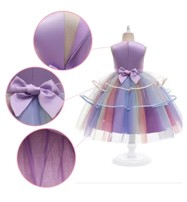 Girl Unicorn Dress Children Party Birthday Princess Costume Sleeveless Trailing Wedding Christmas Outfit Kids Girl Clothing - Image 6