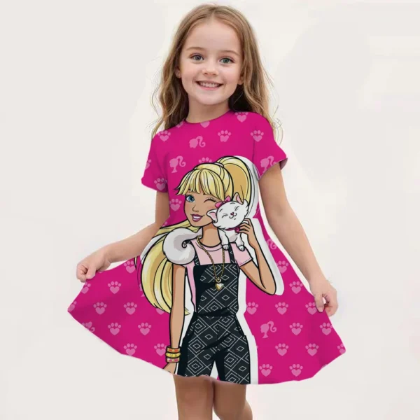 2024 Summer Barbie I Am Kenough Princess Dress Girls Women Short Sleeve Costume Party Dresses Children Clothes Skirt Ken - Image 2