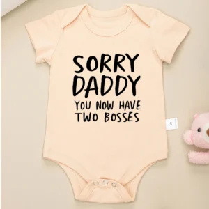 Sorry Daddy You Now Have Two Bosses Creative Baby Onesie Cute Khaki Short Sleeve Bodysuit Newborn Clothes Boy Girl Romper