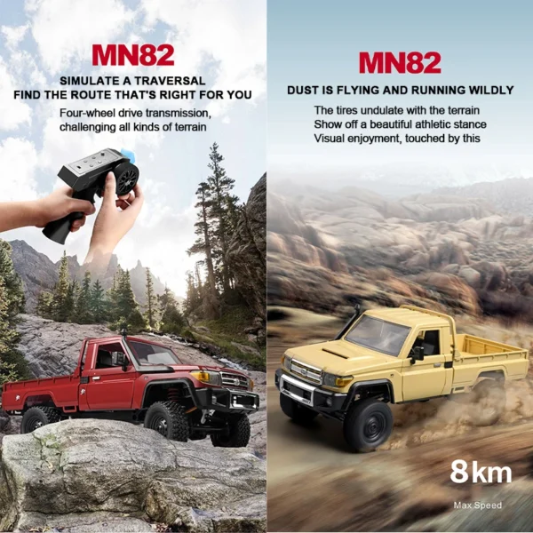 ZWN MN82 1:12 Retro Rc Car With LED Lights Full-scale Simulation LC79 Professional 4WD Remote Control Pickup RC Truck Model Toys - Image 4