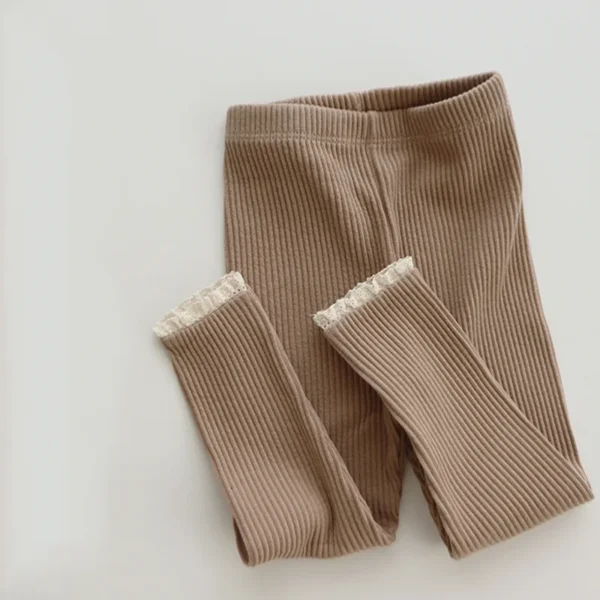 Newborn Leggings For Baby Girl Clothes Infant Kids Ribbed Cotton Solid Leggings Lace Foot Mouth Skinny Pants Baby Clothing - Image 4
