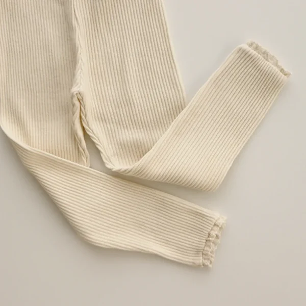 Newborn Leggings For Baby Girl Clothes Infant Kids Ribbed Cotton Solid Leggings Lace Foot Mouth Skinny Pants Baby Clothing - Image 6