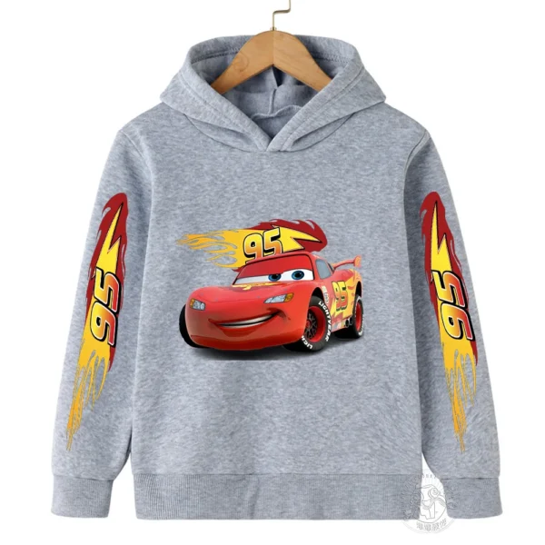 Children's Autumn and Winter Disney Car Lightning McQueen Cartoon Children's Hoodie+Pants Anime Kawaii Casual Boys and Girls Set - Image 4