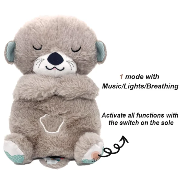 Breathing Bear Baby Soothing Otter Plush Doll Toy Baby Kids Soothing Music Baby Sleeping Companion Sound and Light Doll Toy Gift - Image 2
