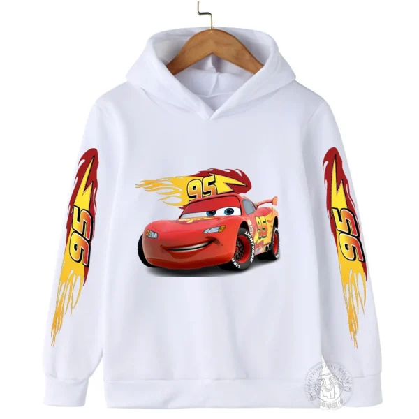 Children's Autumn and Winter Disney Car Lightning McQueen Cartoon Children's Hoodie+Pants Anime Kawaii Casual Boys and Girls Set - Image 2