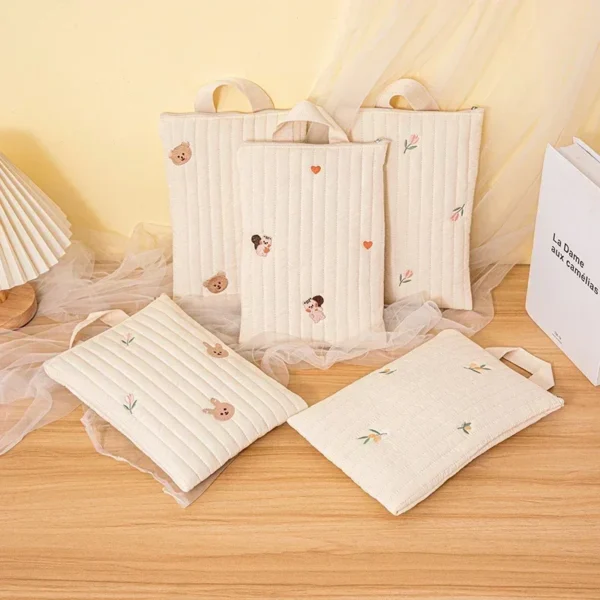 Cotton Baby Diaper Bag Nappy Pouch Travel Stroller Storage Bags South Korea's Ins Cute Bear Embroidery Mommy Bag Handbags - Image 3