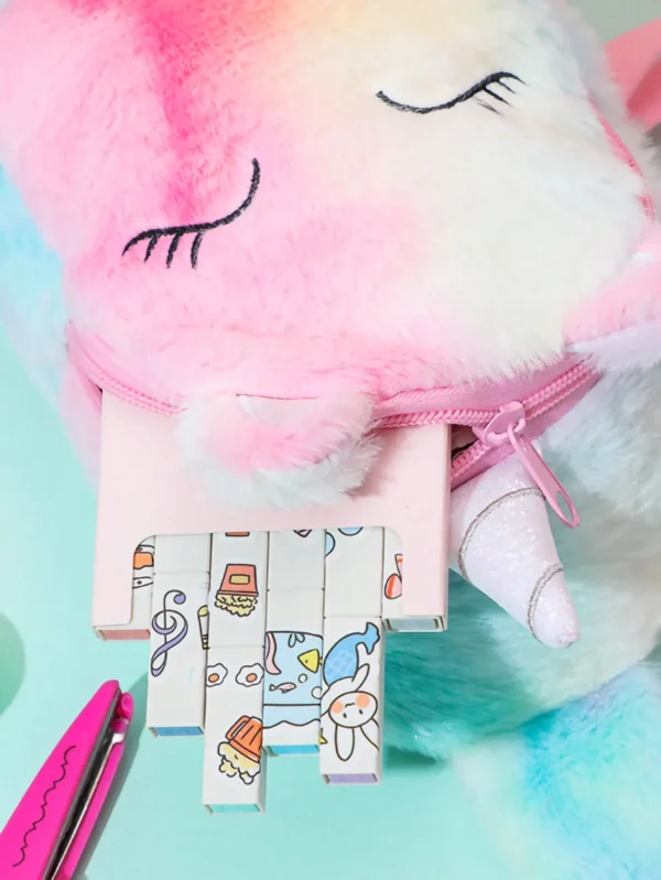 1 Pc Girls Cute Cartoon Plush Unicorn Children'S Chest Bag Shoulder Crossbody Bag, Colorful Plush Storage Bag For Daily - Image 3