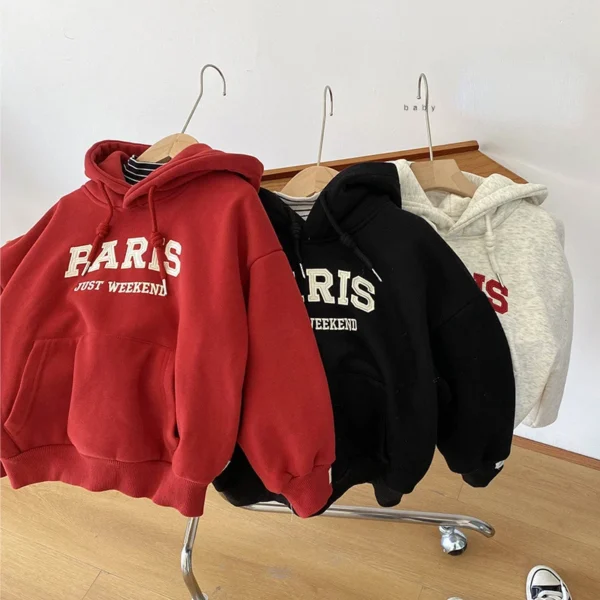 Korean Style Loose Letter Print Hooded Newborn Baby Hoodies Long Sleeve Autumn Winter Infant Sweatshirt for Boys Girls - Image 2