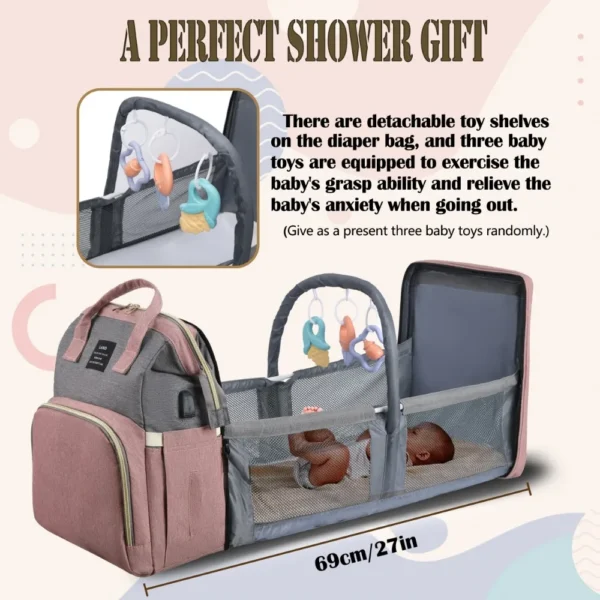 Mommy Bag Lightweight Portable Folding Crib Bed Large-capacity Travel Maternity Bags Baby Backpack Female Mommy Outting Bag - Image 6
