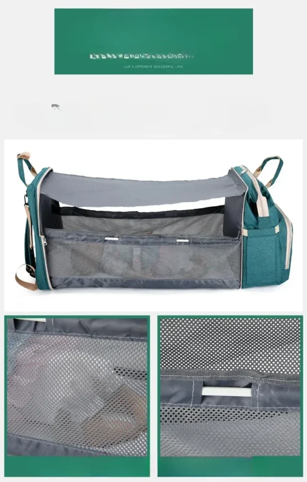 Large capacity foldable mommy bag New fashionable backpack for mothers with children Mother and baby bag foldable crib - Image 3