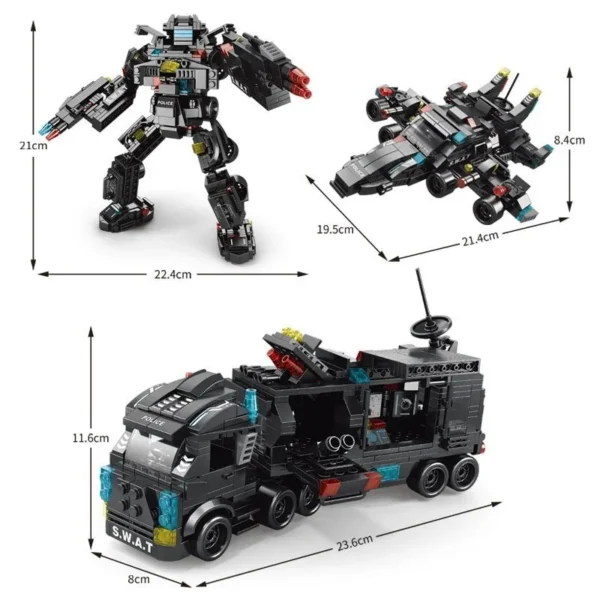 Compatible with Lego 585Pcs City Police Station SWAT Truck Car Building Blocks DIY Toys for Boys Kids Gifts - Image 4