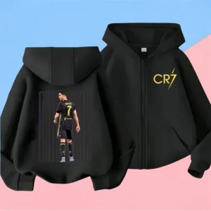Ronaldo Sweatshirts for Baby CR7 Children Top Football Star Back to School Zipper Hoodie Children's Boy's Clothing Messi Boys