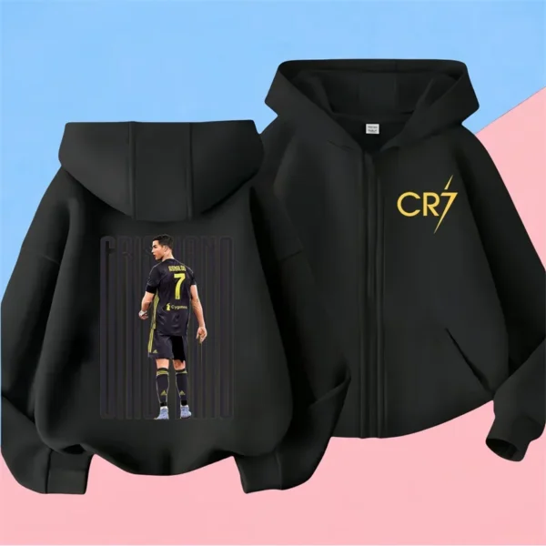 Ronaldo Sweatshirts for Baby CR7 Children Top Football Star Back to School Zipper Hoodie Children's Boy's Clothing Messi Boys