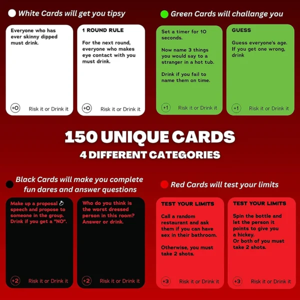 Risk It Or Drink It Fun Party Game For College Card Game Drinking Game Pregame Night Hilarious Dares Challenges Questions Adult - Image 6