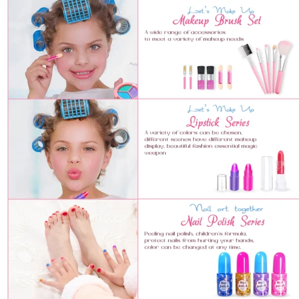 Kids Washable Makeup Girl Toys - Kids Makeup Kit for Girl, Real Make Up Set, Little Girls Makeup Kit for Toddler Kid Children Pr - Image 4