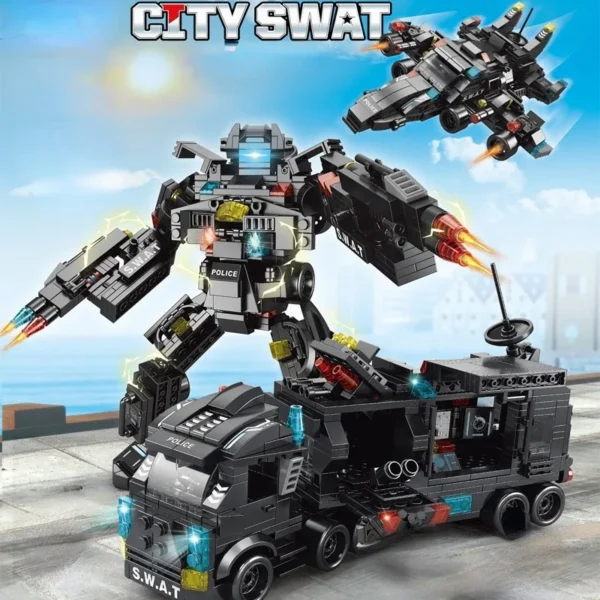 Compatible with Lego 585Pcs City Police Station SWAT Truck Car Building Blocks DIY Toys for Boys Kids Gifts - Image 5