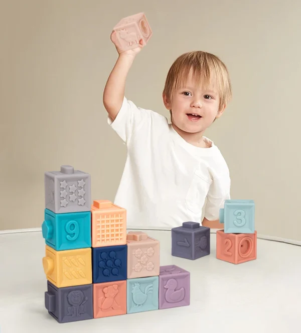 Baby blocks touch toys soft cubes for children montessori bebe kids Toy Building Blocks 3D Massage Rubber Vinyl bath Squeeze Toy - Image 6