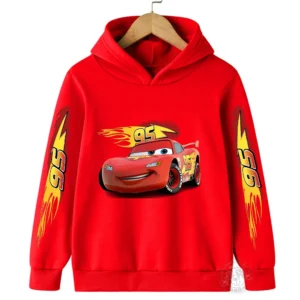 Children's Autumn and Winter Disney Car Lightning McQueen Cartoon Children's Hoodie+Pants Anime Kawaii Casual Boys and Girls Set