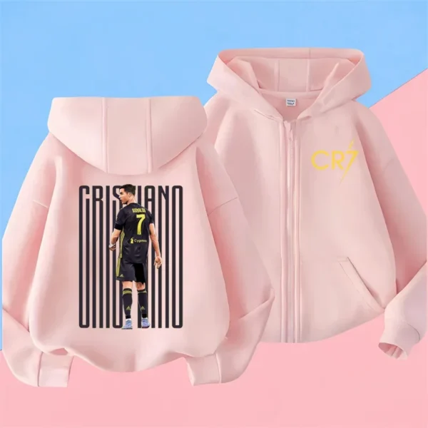 Ronaldo Sweatshirts for Baby CR7 Children Top Football Star Back to School Zipper Hoodie Children's Boy's Clothing Messi Boys - Image 2