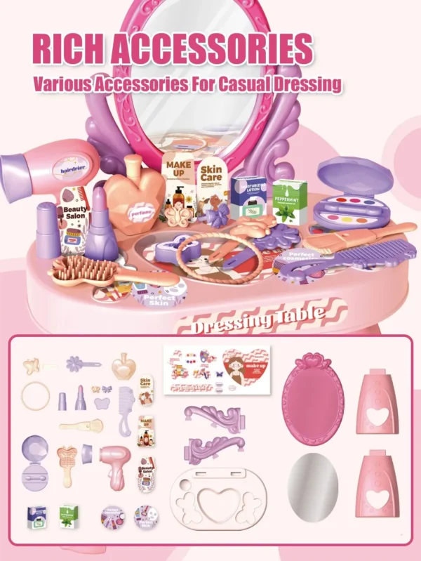 30pcs Kids dressing table toy girl simulation home makeup and makeup jewelry box 3-4 5-6 years old baby birthday gift - Image 6